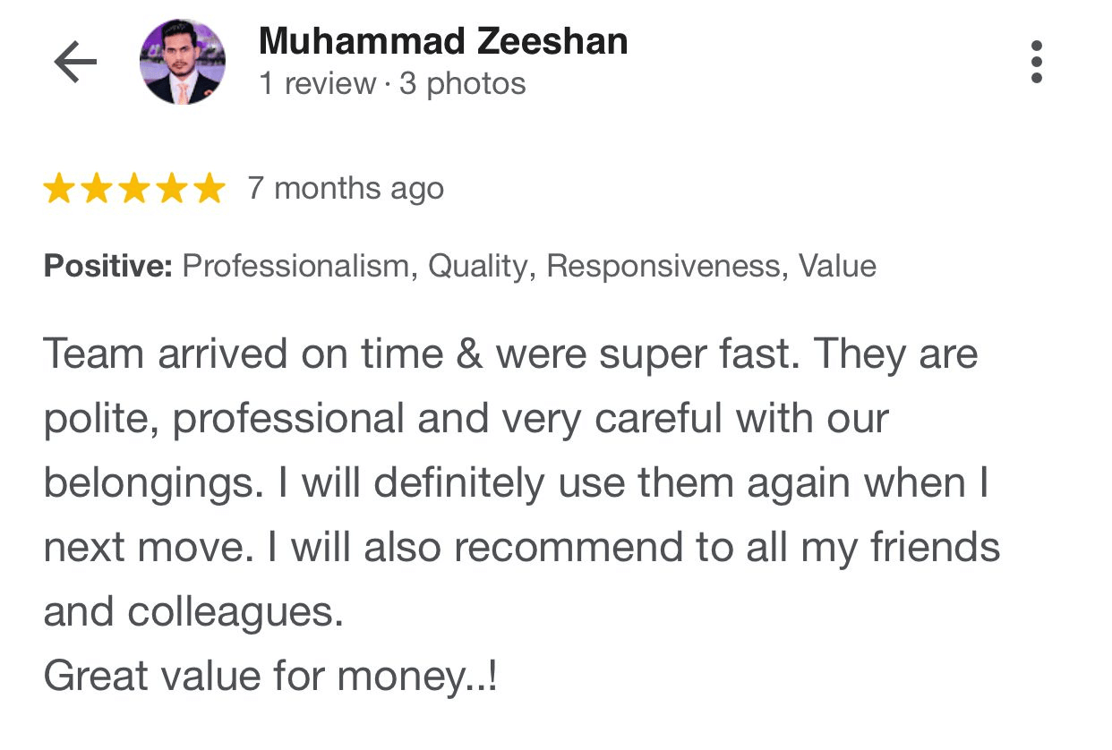 2-Zeeshan-RT Movers UAE-Google review