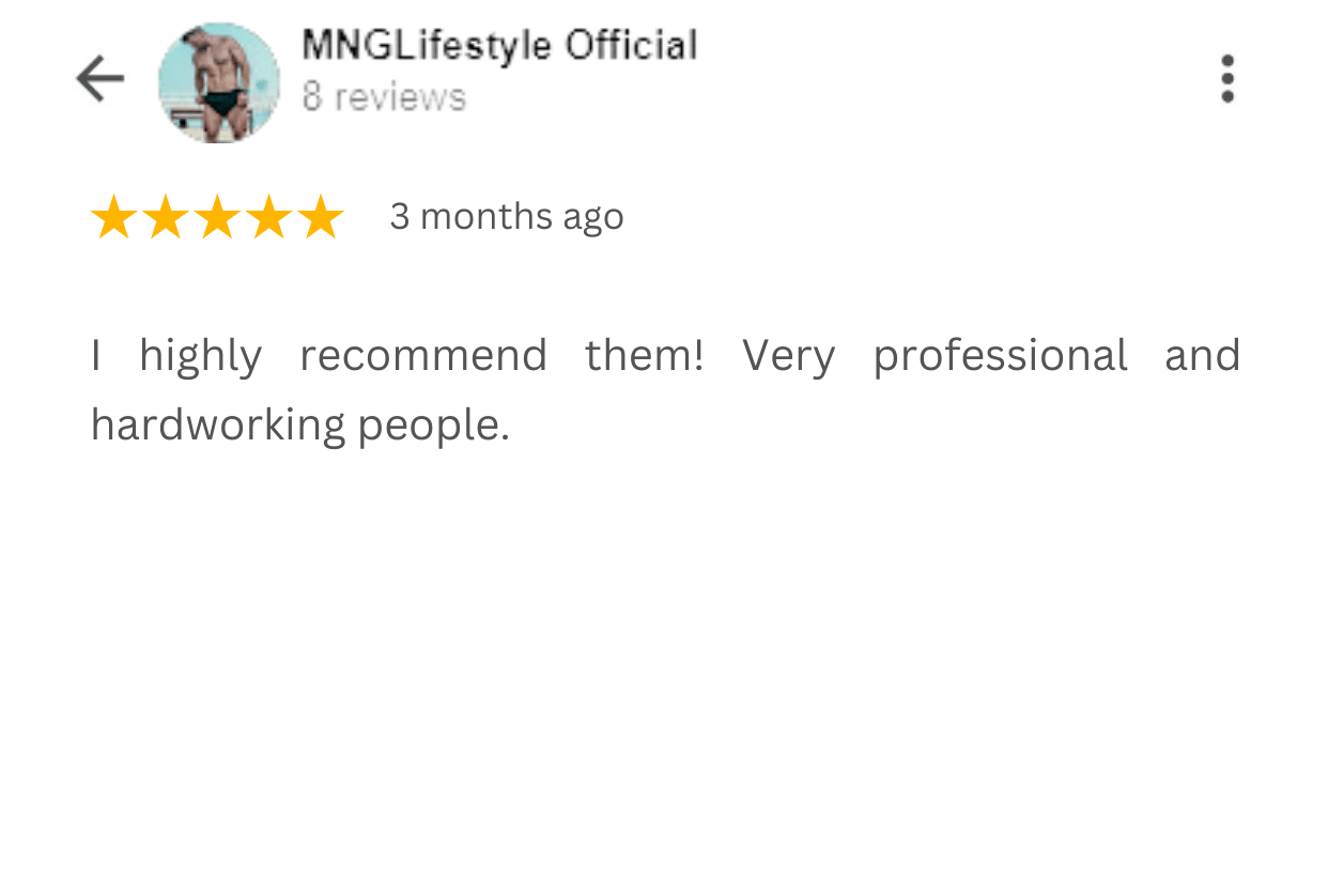 Customer Review, 5 stars given by customer on Google for few machines transportation.